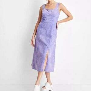 FUTURE COLLECTIVE Gabriella Women's Tie-Dye Tank Midi Denim Dress Violet - Sz 14